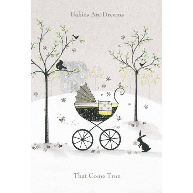Pictura trolley baby card from the Everyday Cards collection, featuring colorful, playful illustrations for new parents.